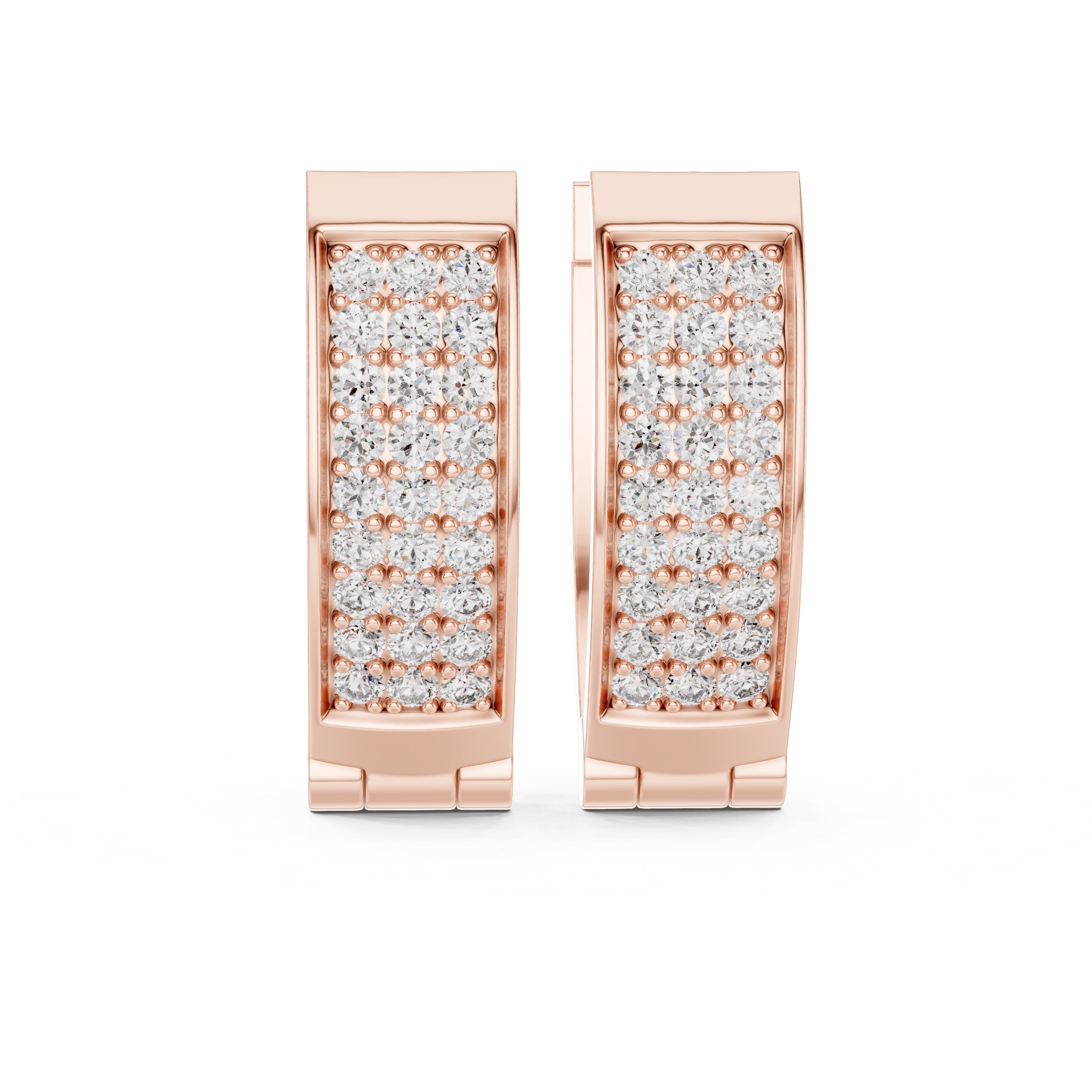 The Royale Multi-Row Lan Grown Diamond Huggie Hoops Rose Gold
