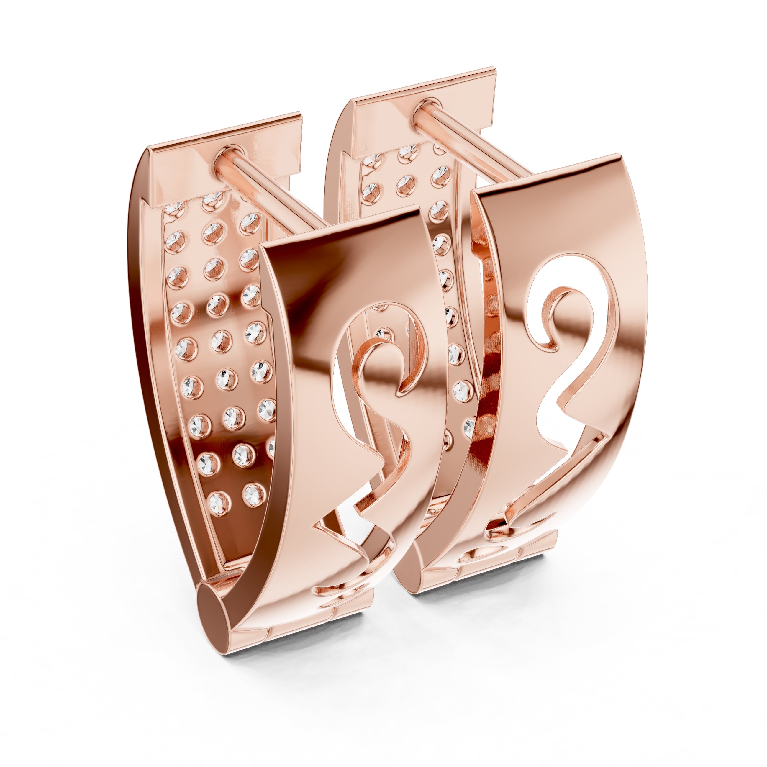The Royale Multi-Row Lan Grown Diamond Huggie Hoops Rose Gold