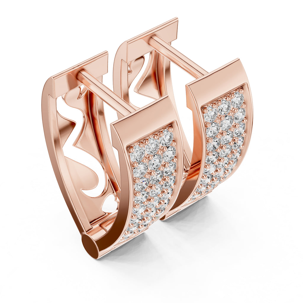 The Royale Multi-Row Lan Grown Diamond Huggie Hoops Rose Gold