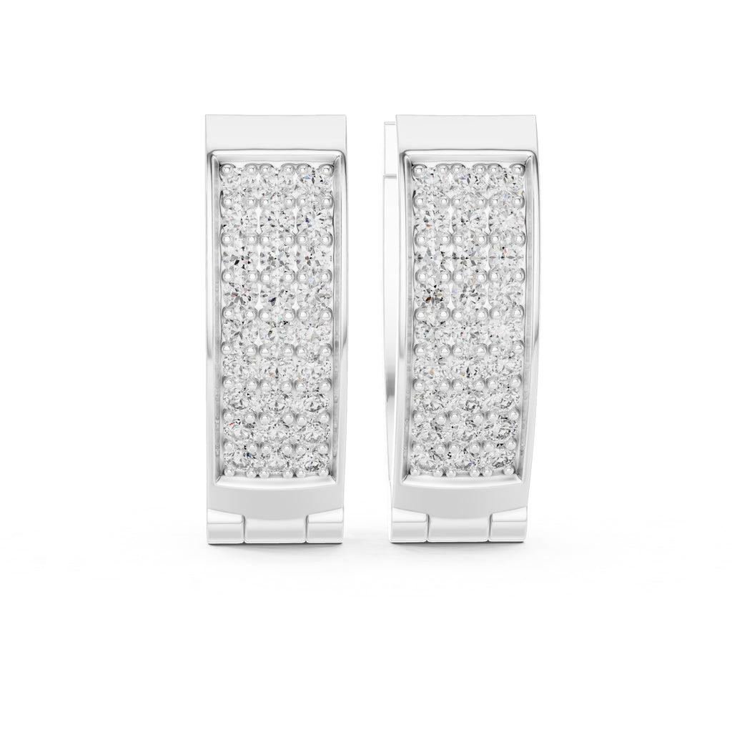 The Royale Multi-Row Lan Grown Diamond Huggie Hoops White Gold