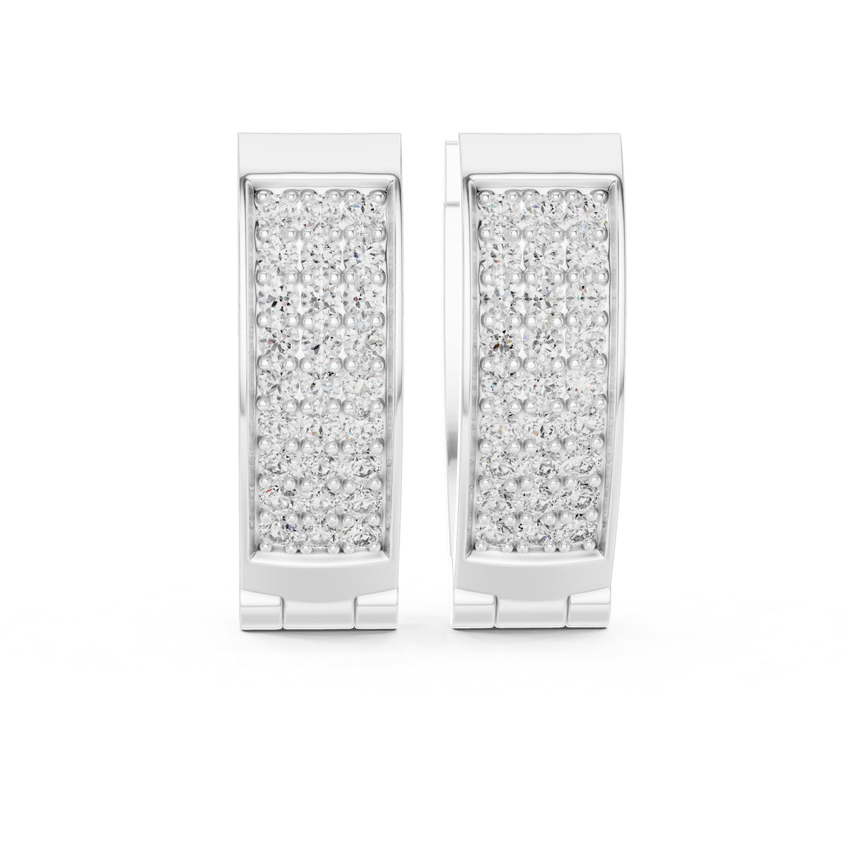 The Royale Multi-Row Lan Grown Diamond Huggie Hoops White Gold