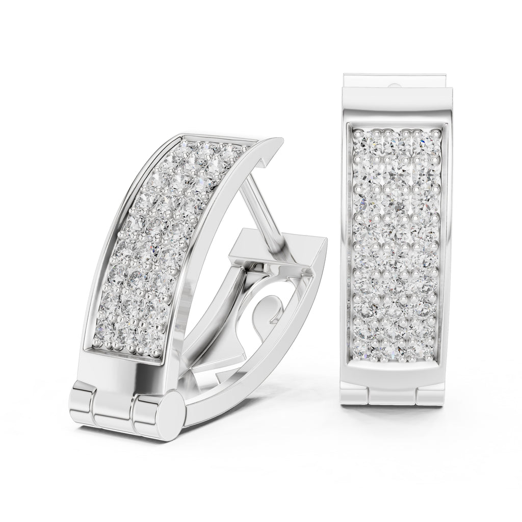 The Royale Multi-Row Lan Grown Diamond Huggie Hoops White Gold