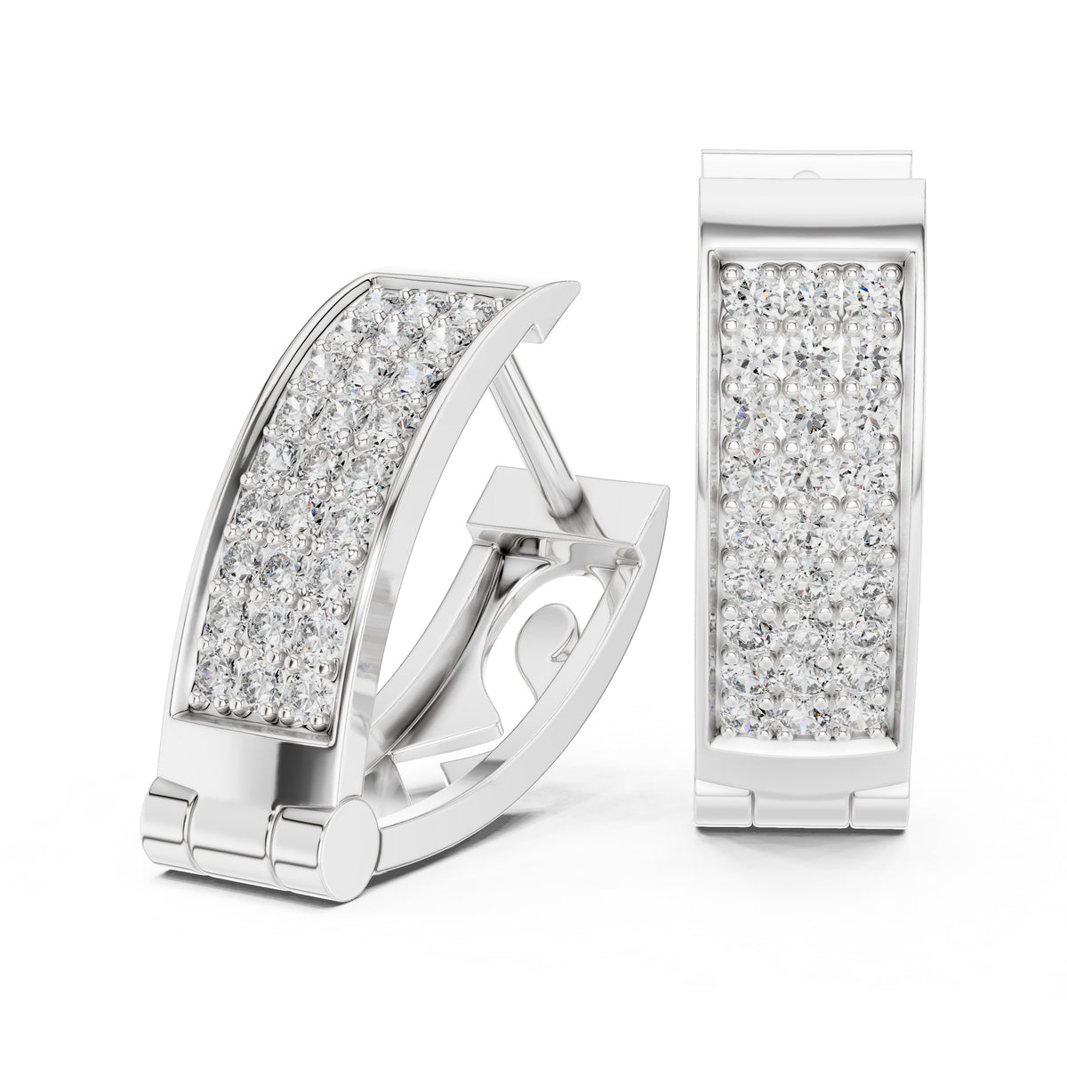 The Royale Multi-Row Lan Grown Diamond Huggie Hoops White Gold
