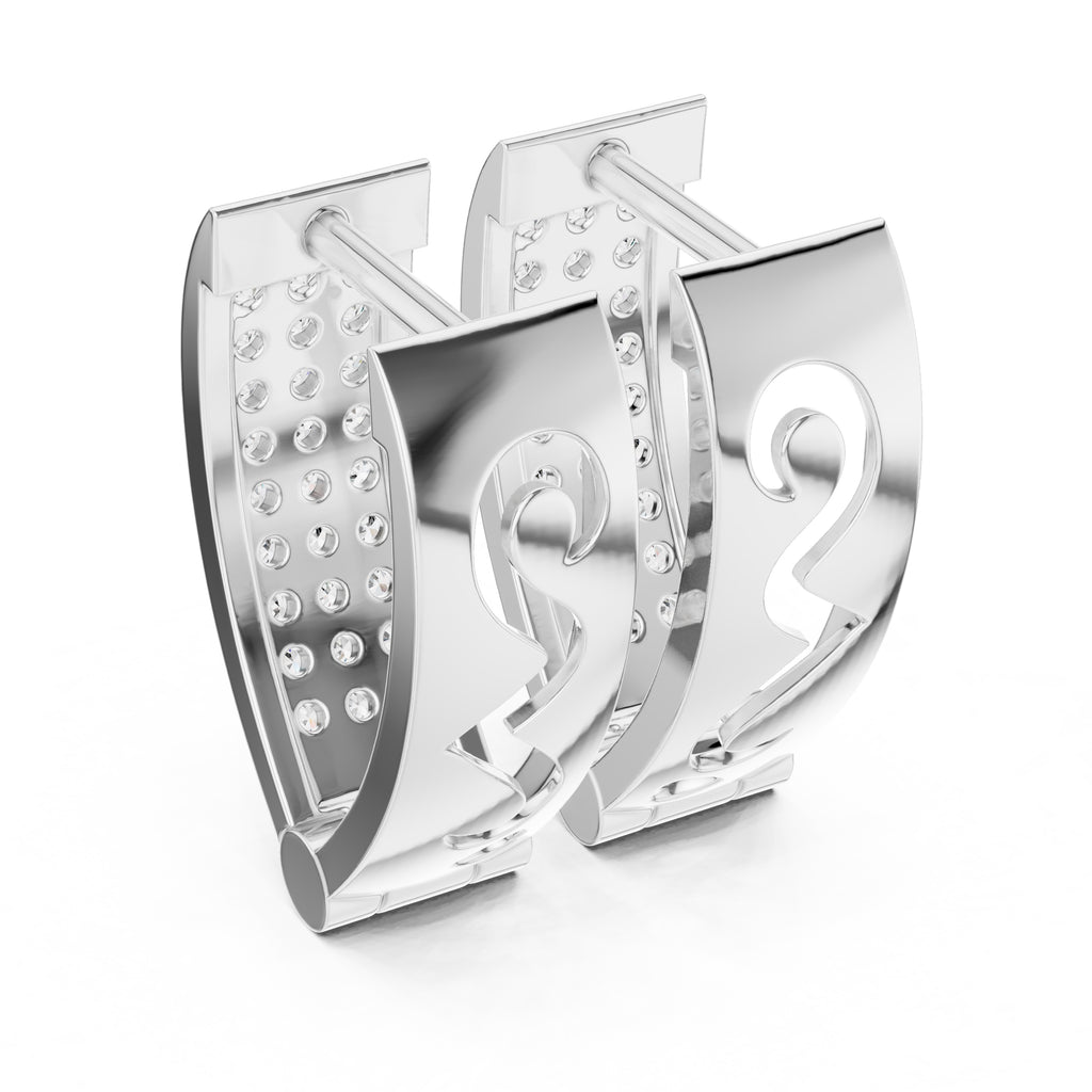 The Royale Multi-Row Lan Grown Diamond Huggie Hoops White Gold
