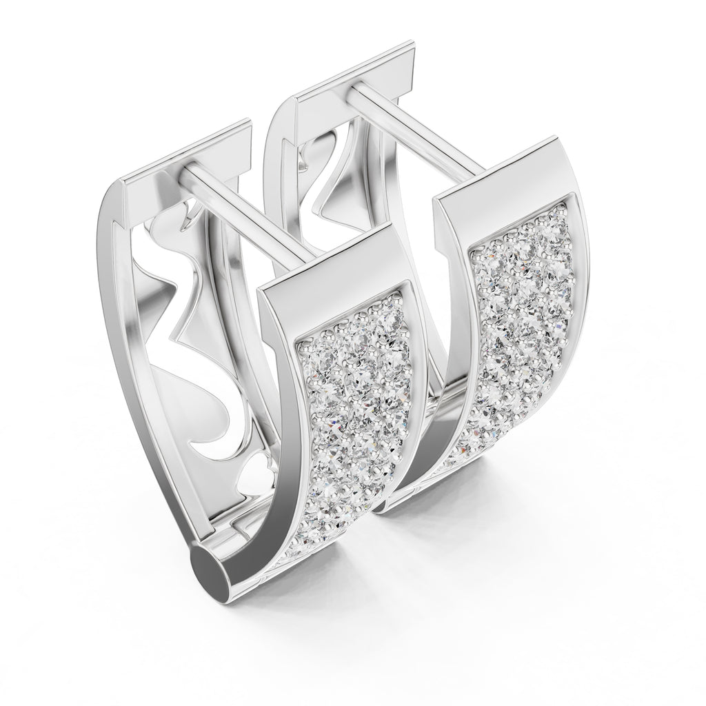 The Royale Multi-Row Lan Grown Diamond Huggie Hoops White Gold