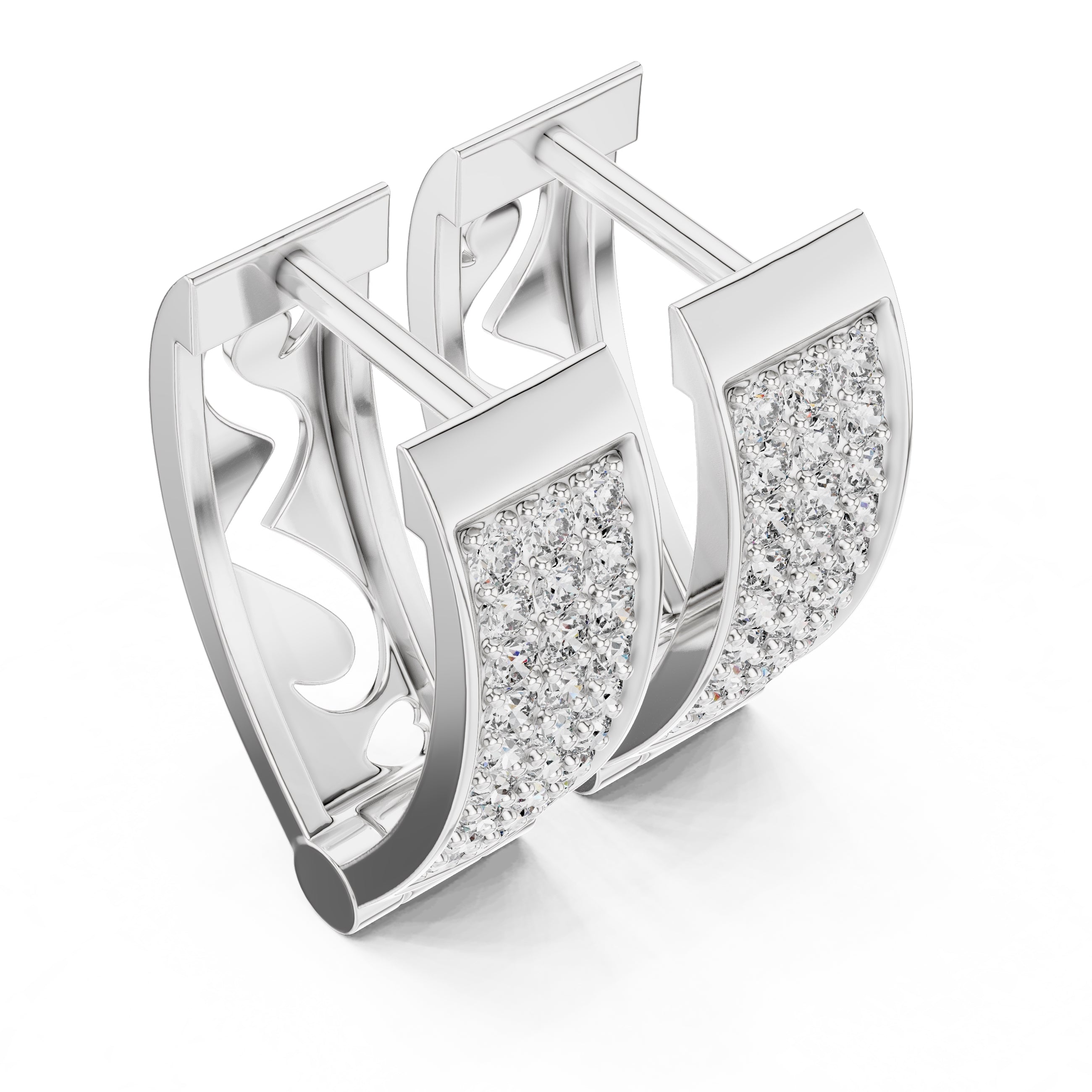 The Royale Multi-Row Lan Grown Diamond Huggie Hoops White Gold