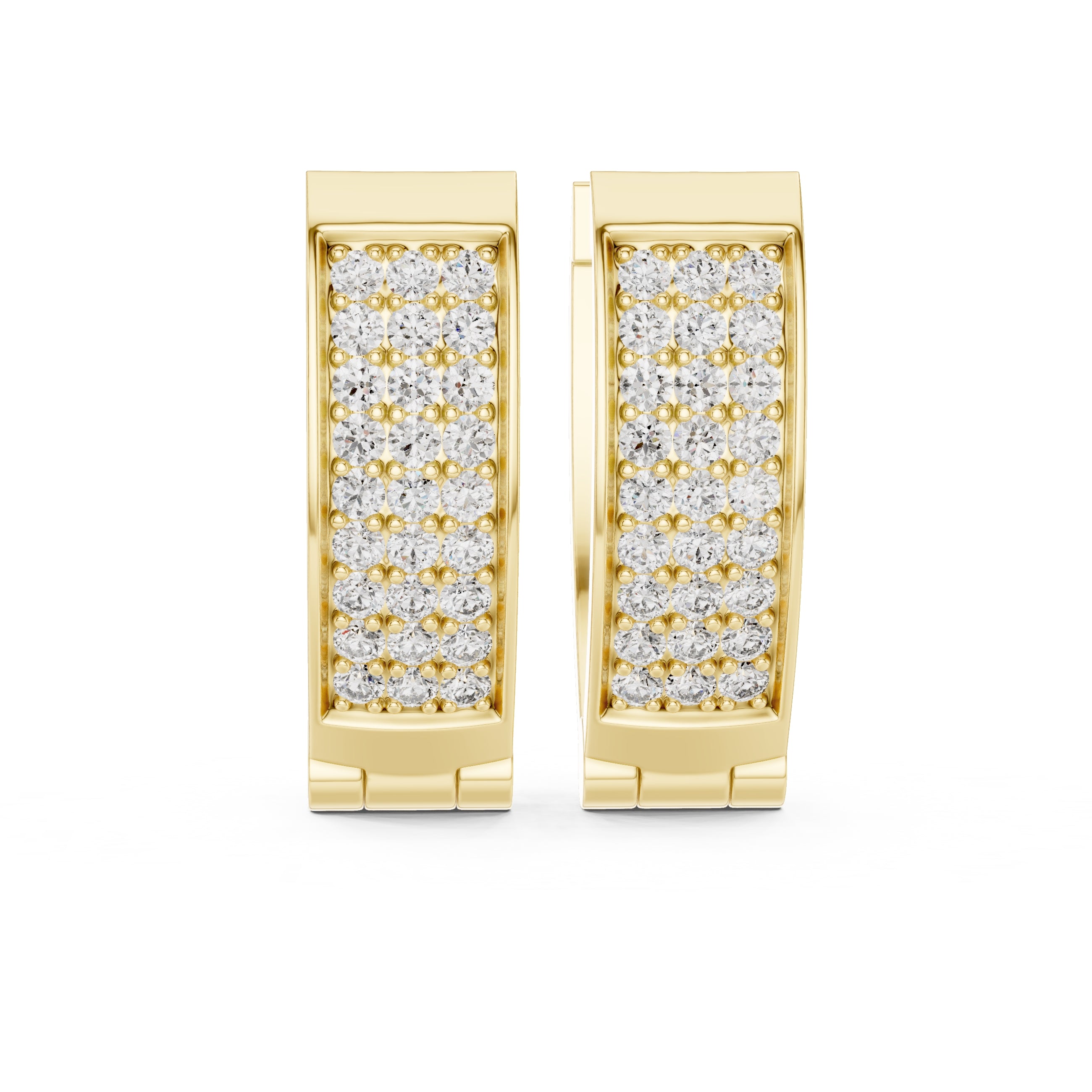 The Royale Multi-Row Lan Grown Diamond Huggie Hoops Yellow Gold