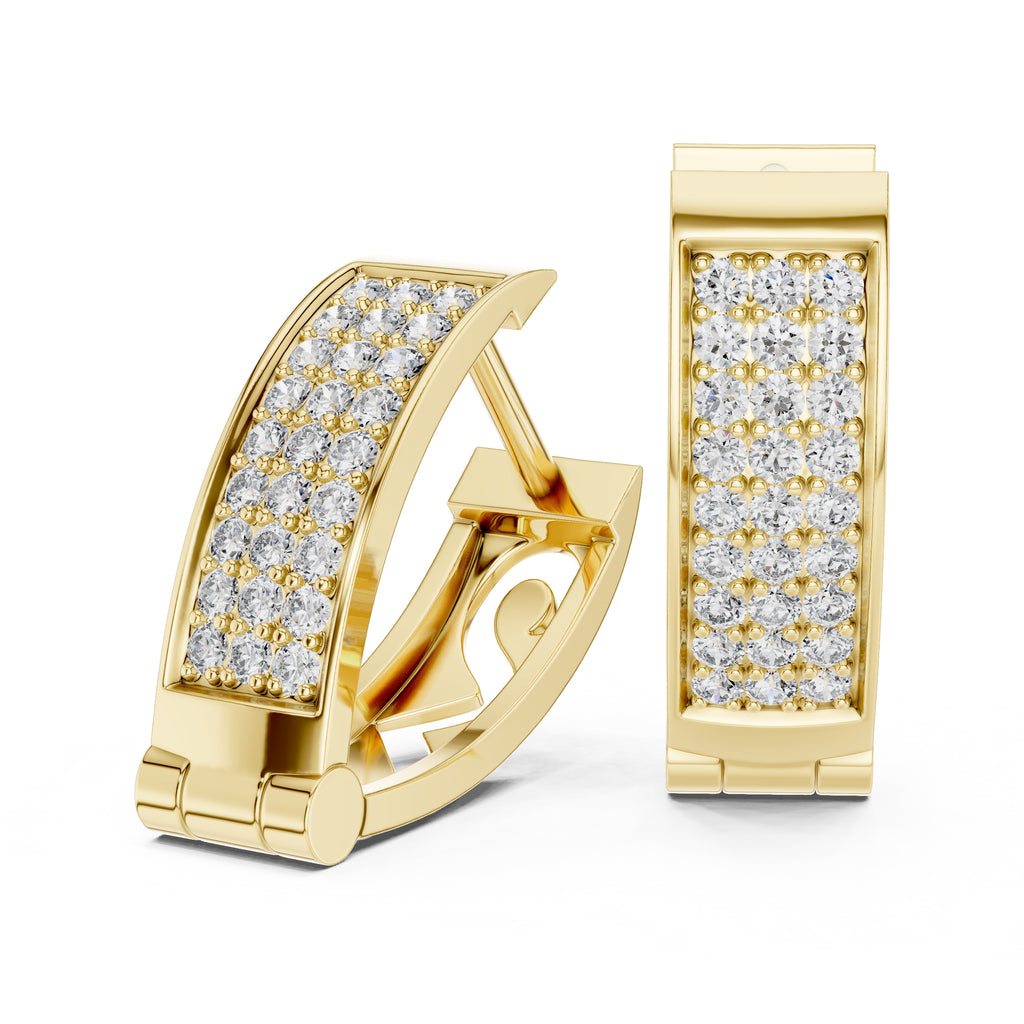 The Royale Multi-Row Lan Grown Diamond Huggie Hoops Yellow Gold