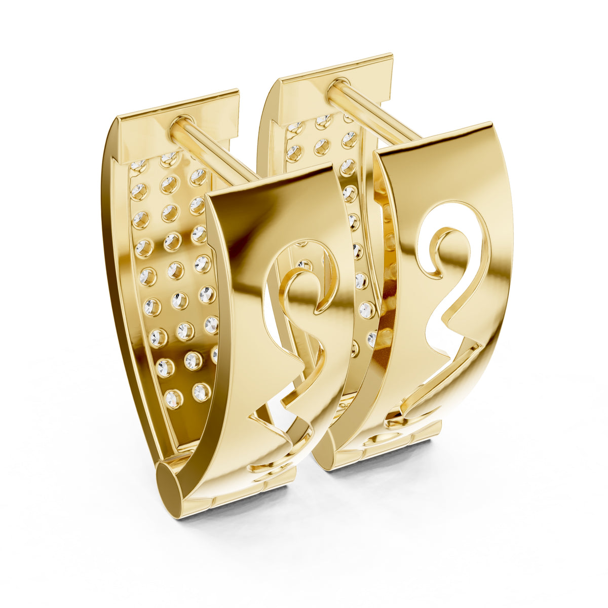 The Royale Multi-Row Lan Grown Diamond Huggie Hoops Yellow Gold