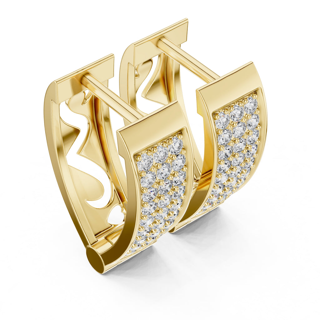 The Royale Multi-Row Lan Grown Diamond Huggie Hoops Yellow Gold
