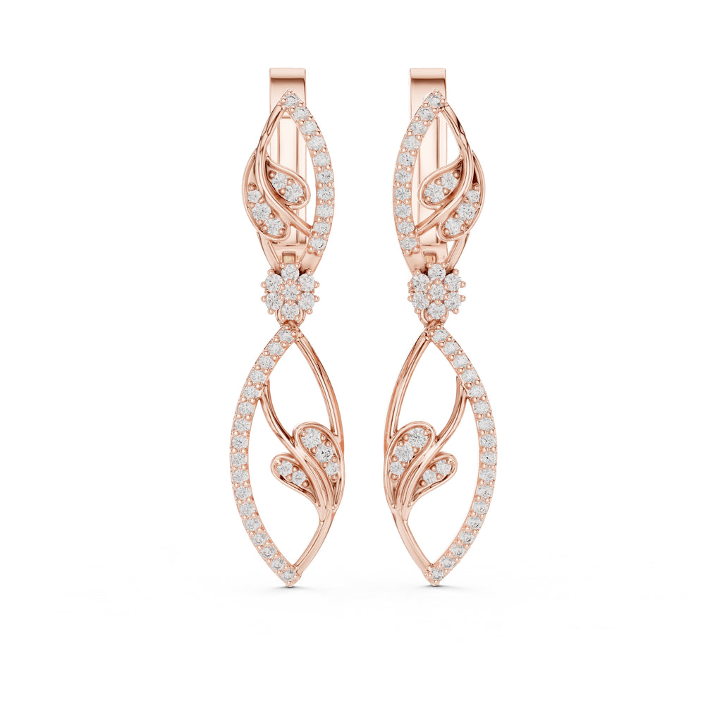 The Enamored Vine Lan Grown Diamond Drop Earrings Rose Gold