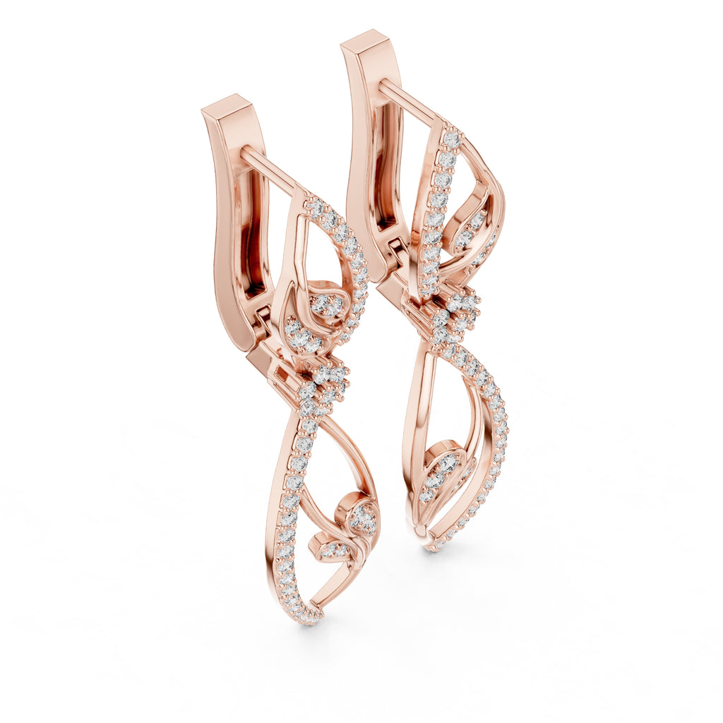 The Enamored Vine Lan Grown Diamond Drop Earrings Rose Gold