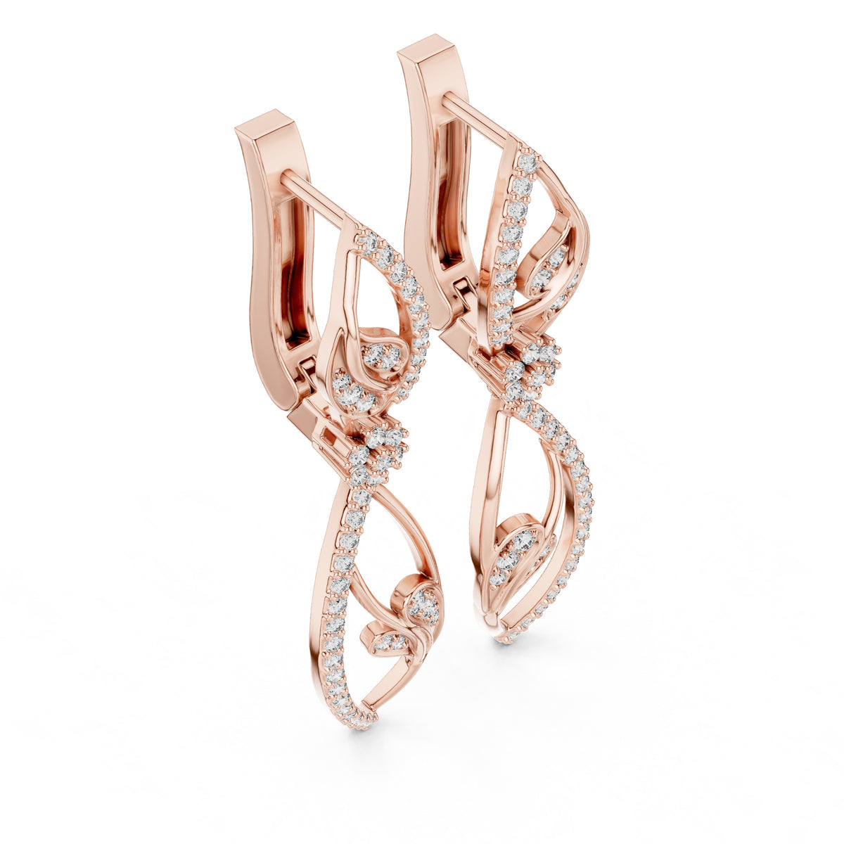 The Enamored Vine Lan Grown Diamond Drop Earrings Rose Gold