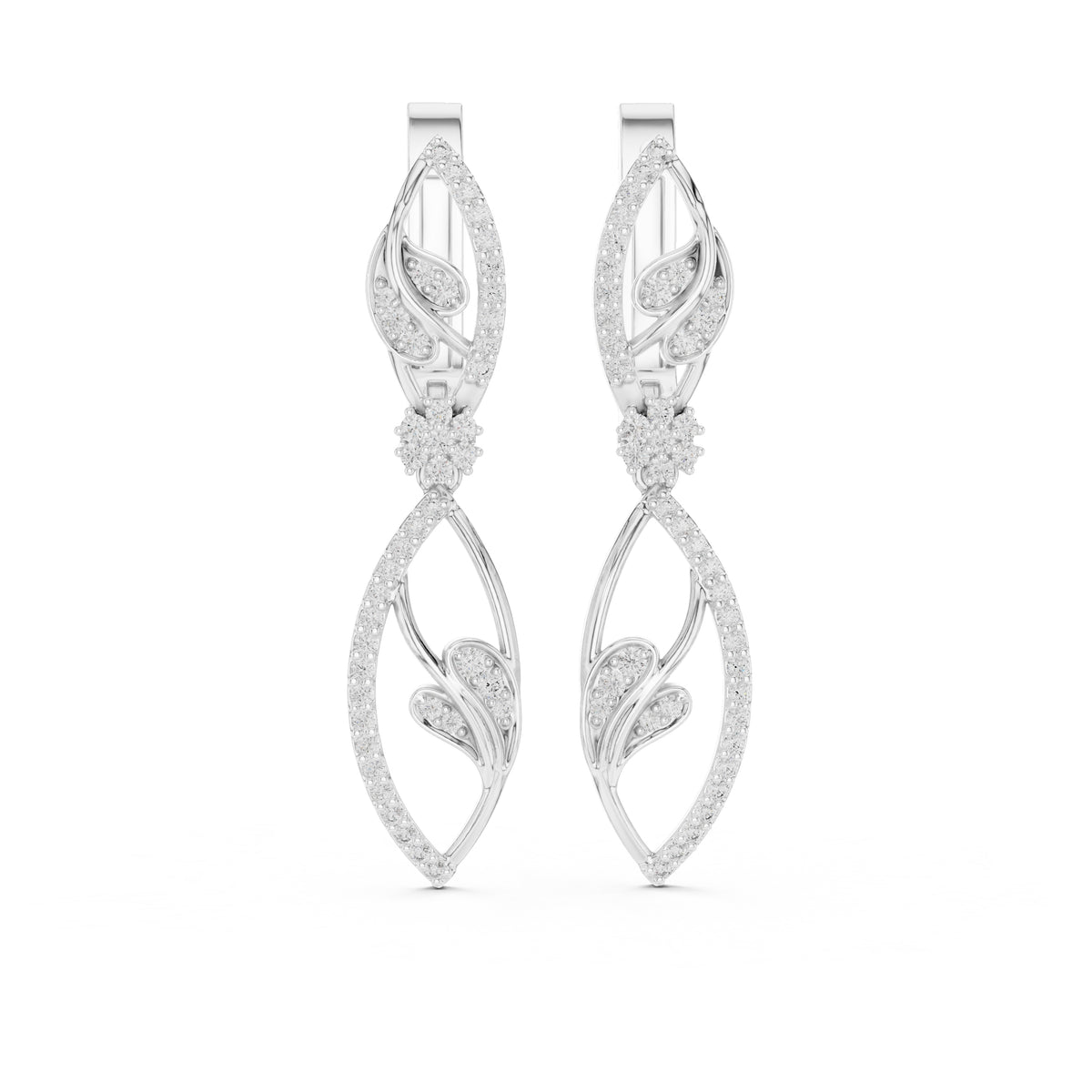 The Enamored Vine Lan Grown Diamond Drop Earrings White Gold