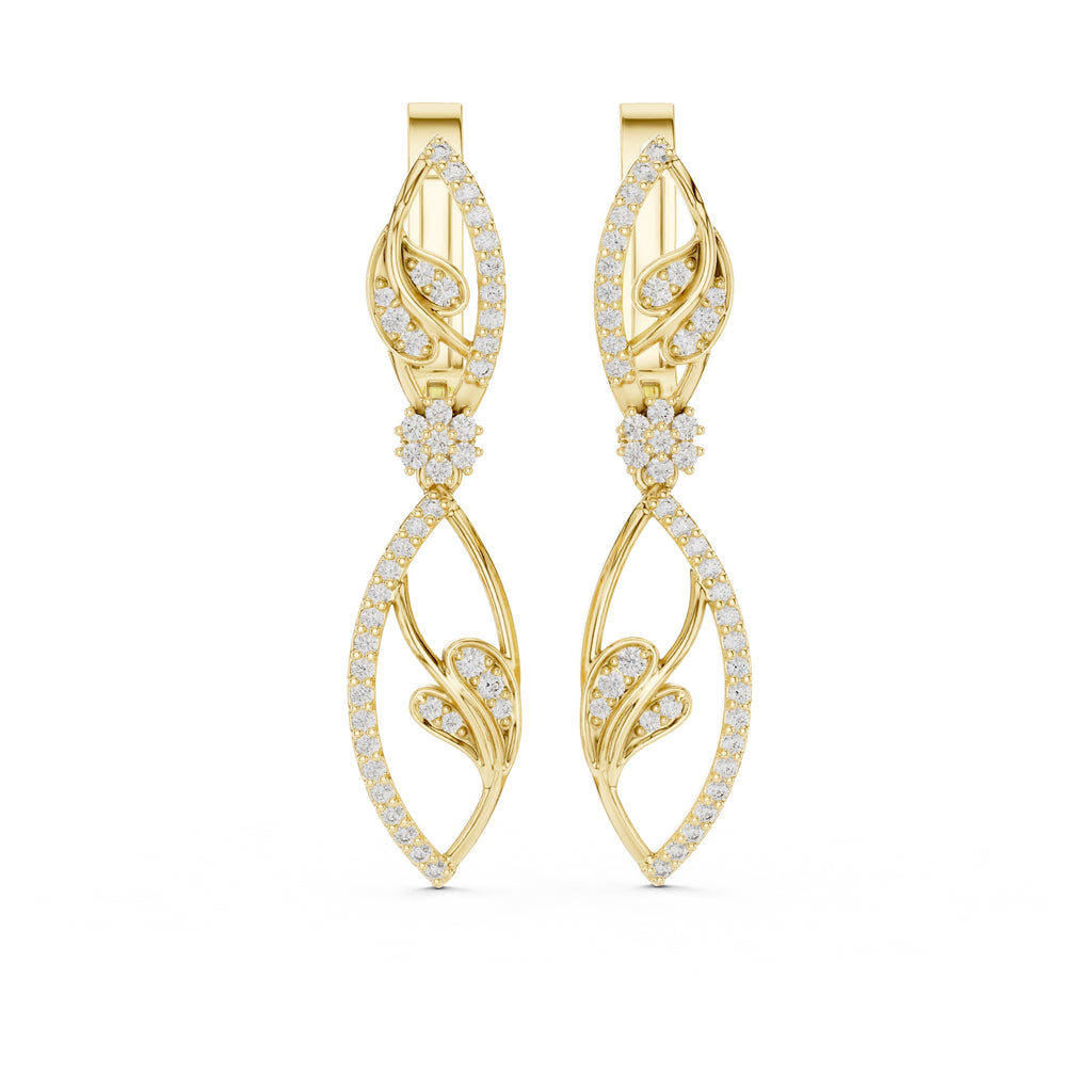 The Enamored Vine Lan Grown Diamond Drop Earrings Yellow Gold