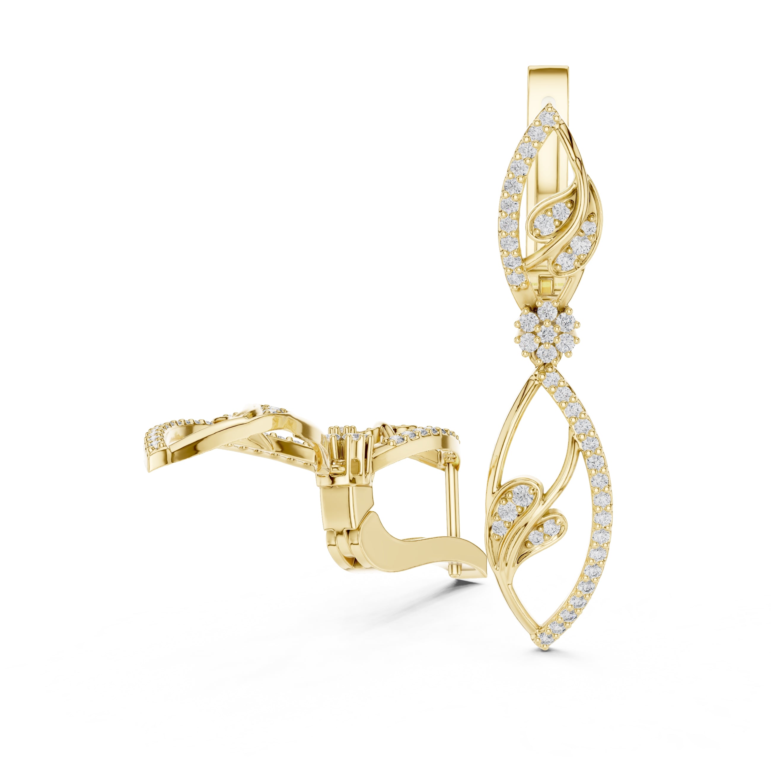 The Enamored Vine Lan Grown Diamond Drop Earrings Yellow Gold