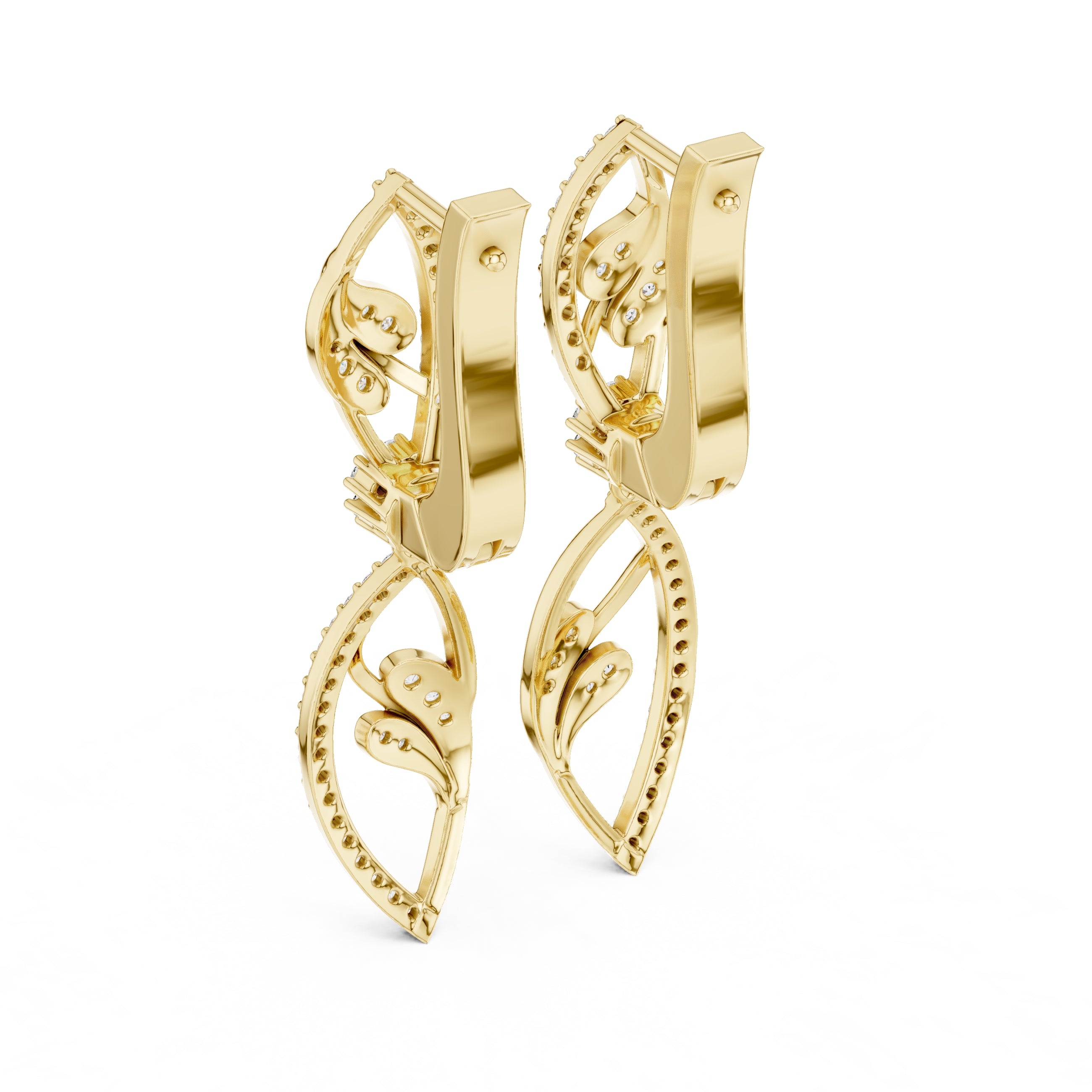 The Enamored Vine Lan Grown Diamond Drop Earrings Yellow Gold