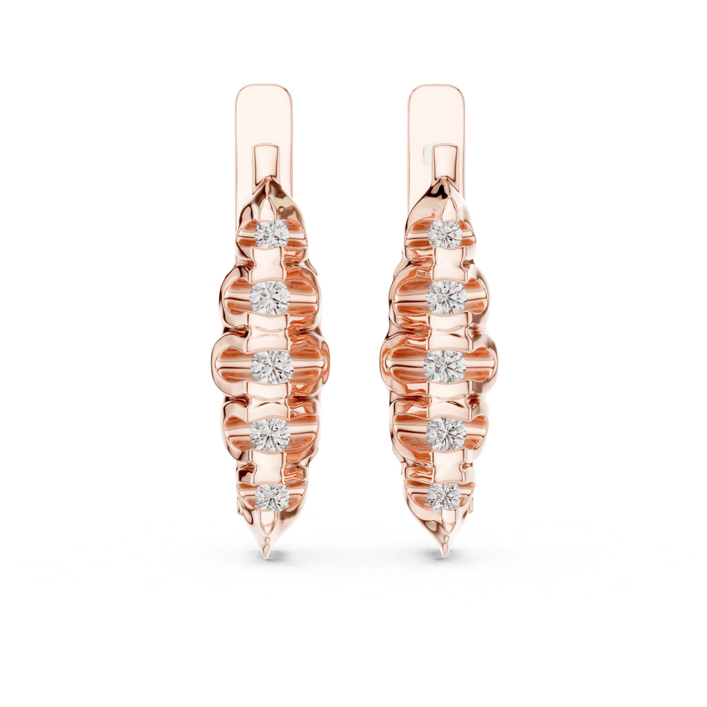 The Fluted Cascade Lan Grown Diamond Hoop Earrings Rose Gold