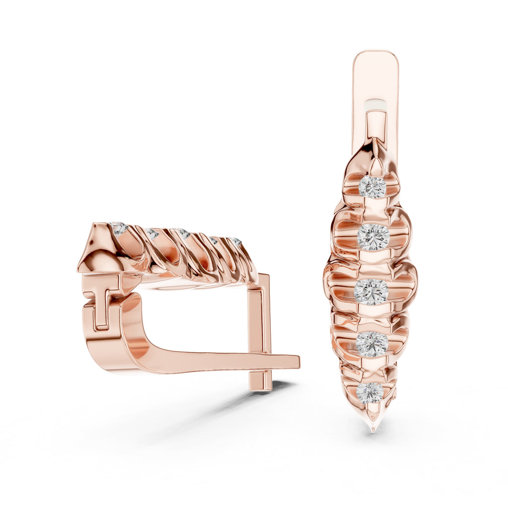 The Fluted Cascade Lan Grown Diamond Hoop Earrings Rose Gold