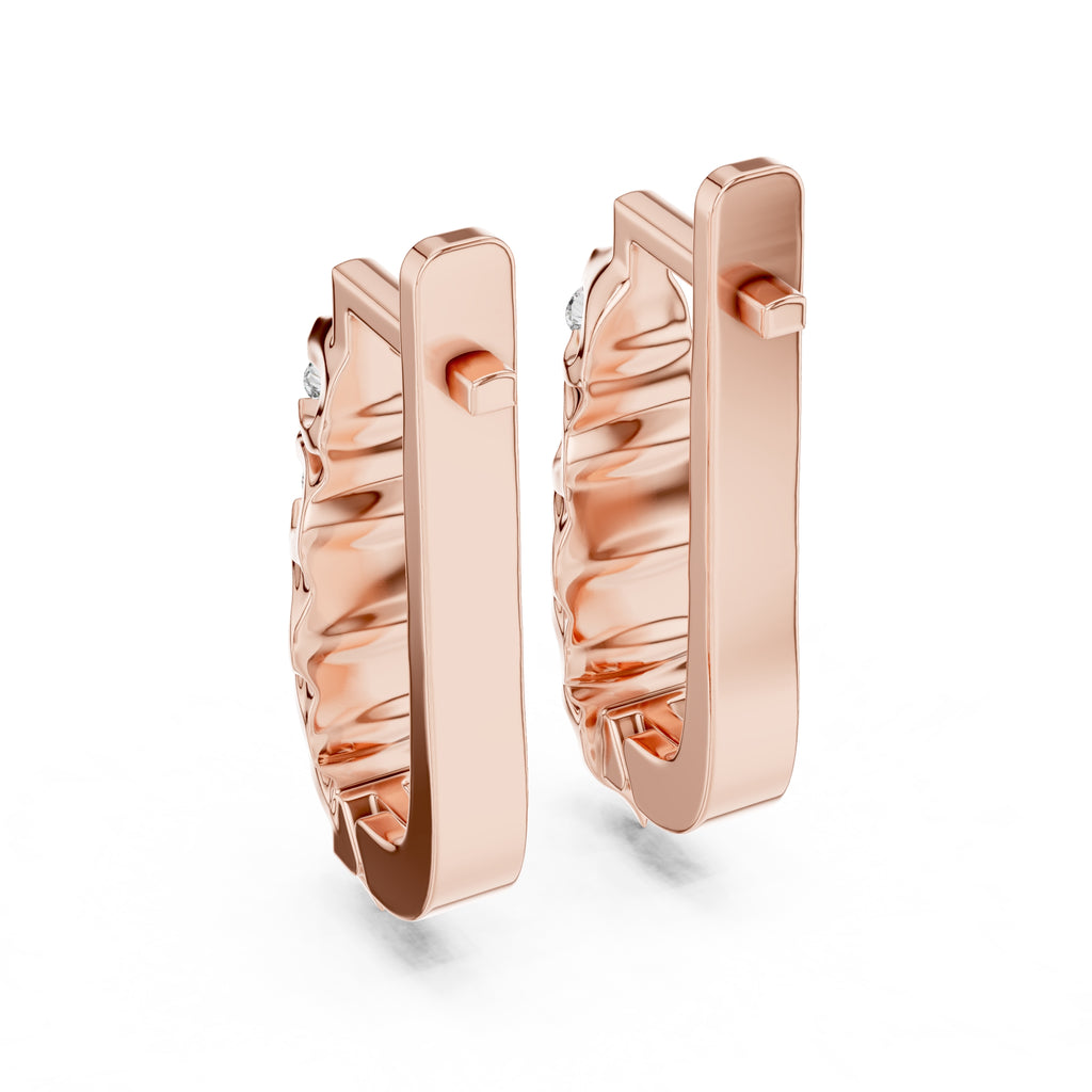 The Fluted Cascade Lan Grown Diamond Hoop Earrings Rose Gold