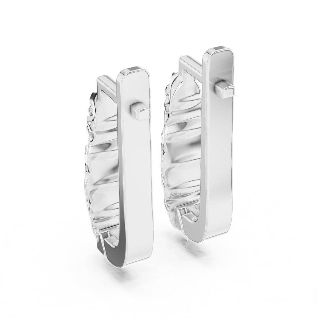 The Fluted Cascade Lan Grown Diamond Hoop Earrings White Gold