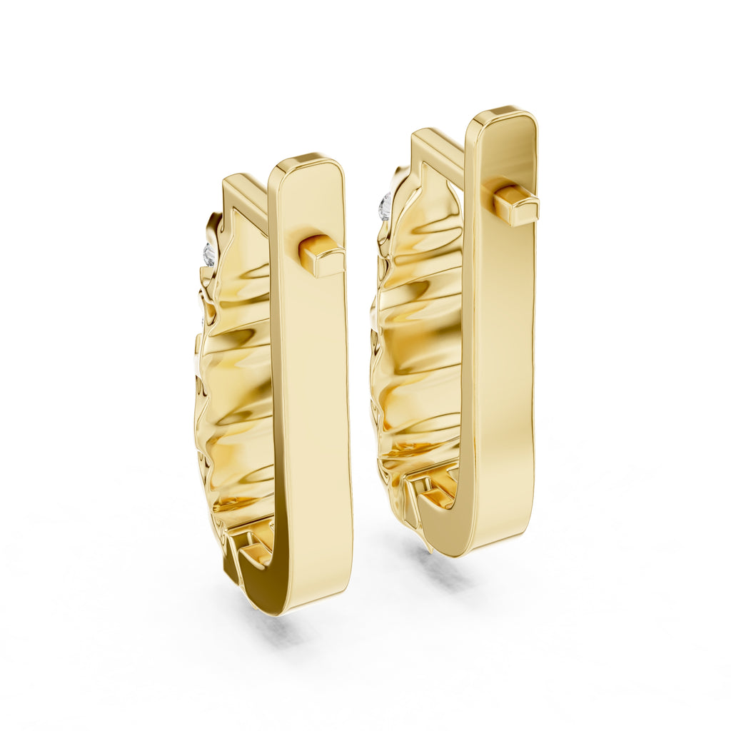The Fluted Cascade Lan Grown Diamond Hoop Earrings Yellow Gold