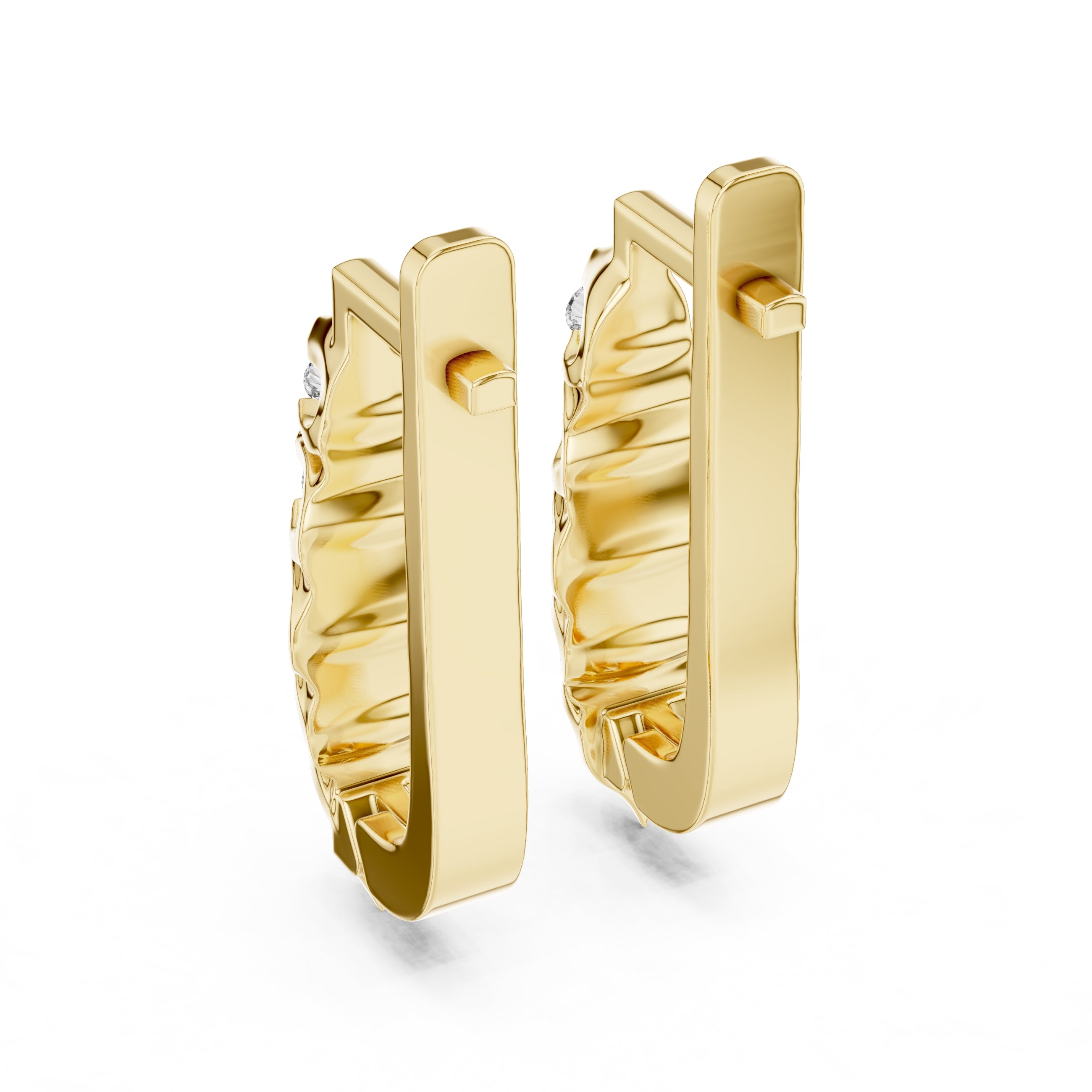 The Fluted Cascade Lan Grown Diamond Hoop Earrings Yellow Gold