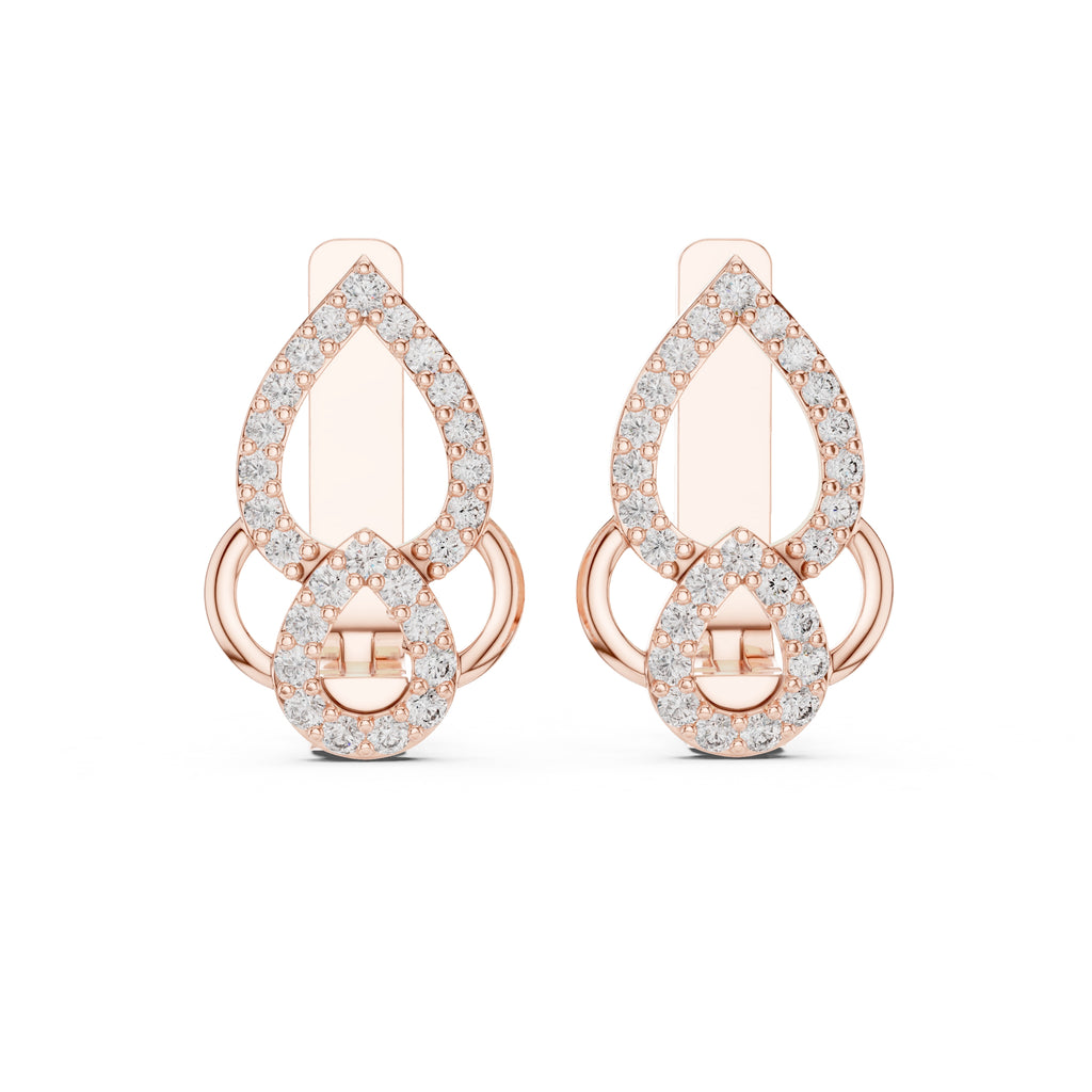 The Luminous Pear Lan Grown Diamond Hoop Earrings Rose Gold