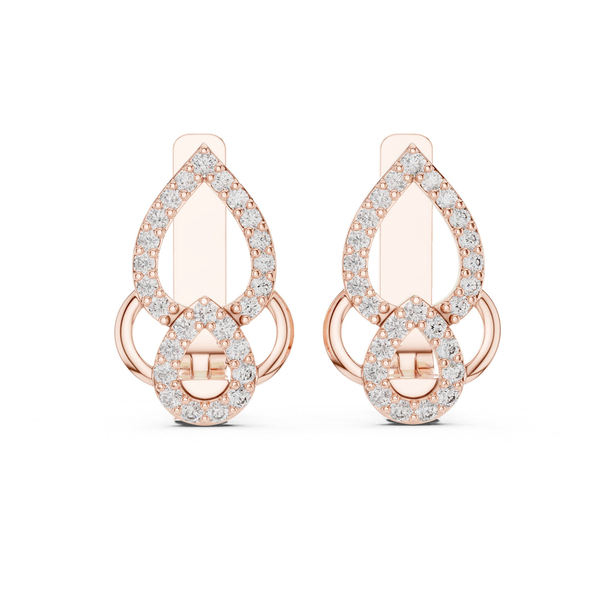 The Luminous Pear Lan Grown Diamond Hoop Earrings Rose Gold
