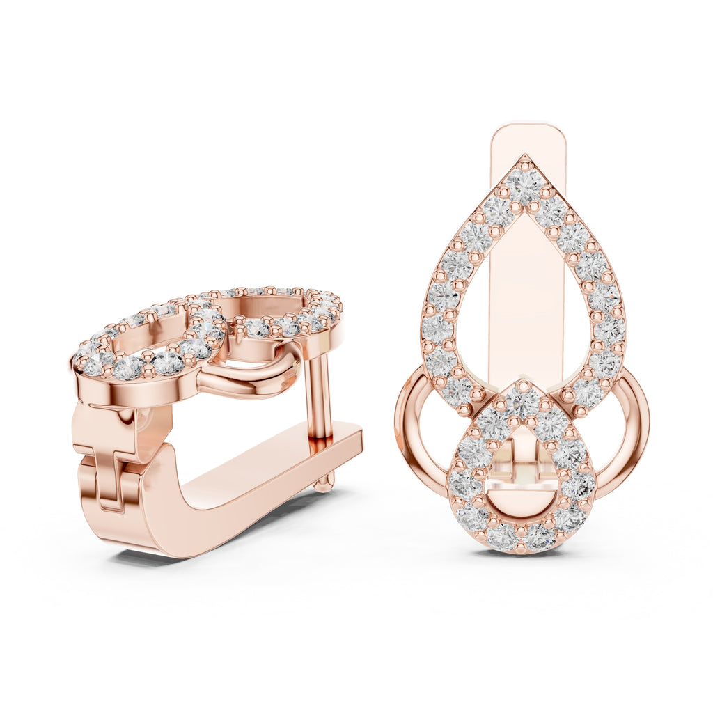 The Luminous Pear Lan Grown Diamond Hoop Earrings Rose Gold