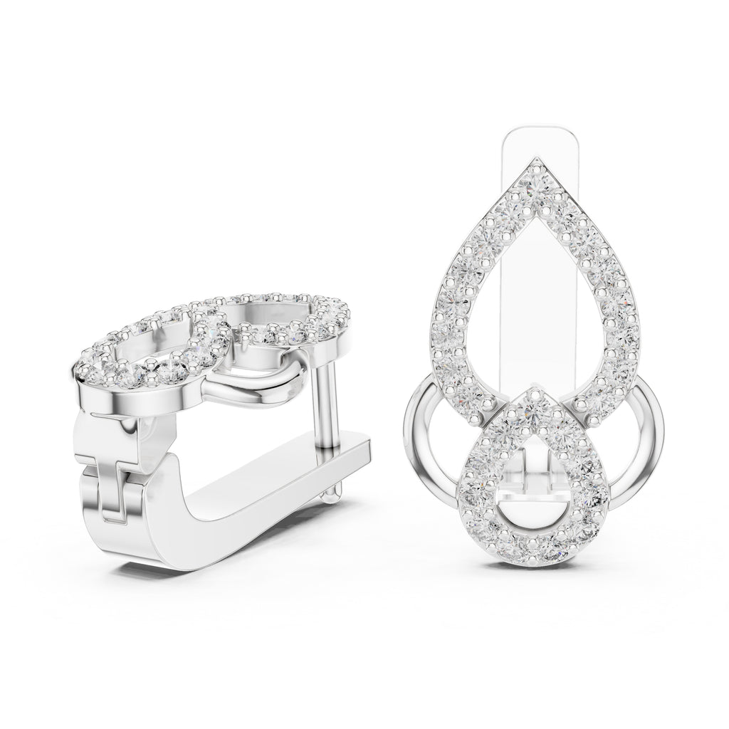The Luminous Pear Lan Grown Diamond Hoop Earrings White Gold