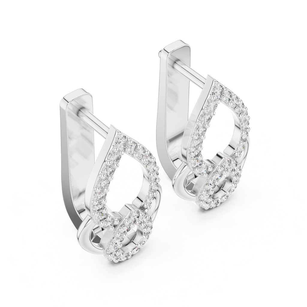 The Luminous Pear Lan Grown Diamond Hoop Earrings White Gold