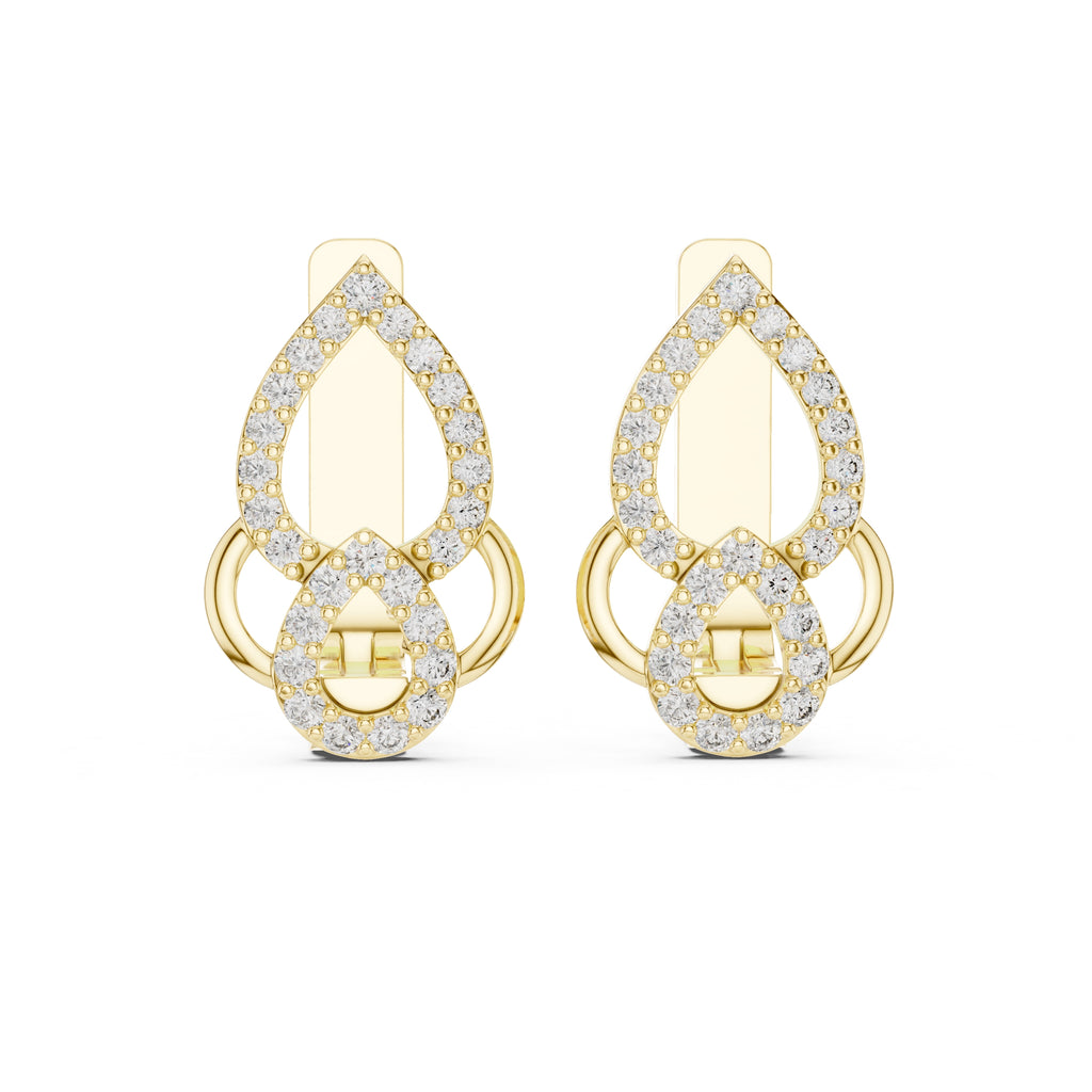The Luminous Pear Lan Grown Diamond Hoop Earrings Yellow Gold