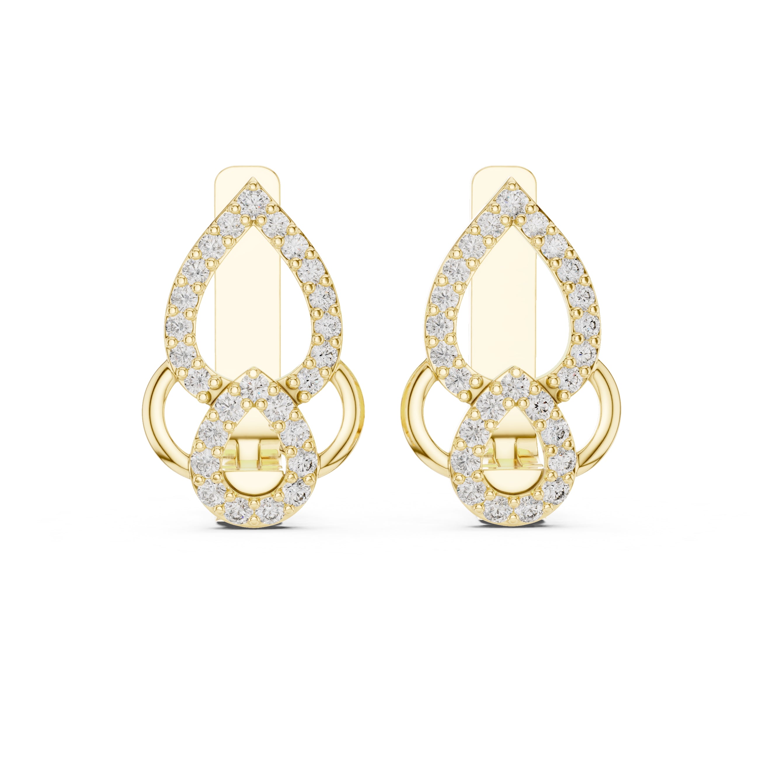 The Luminous Pear Lan Grown Diamond Hoop Earrings Yellow Gold