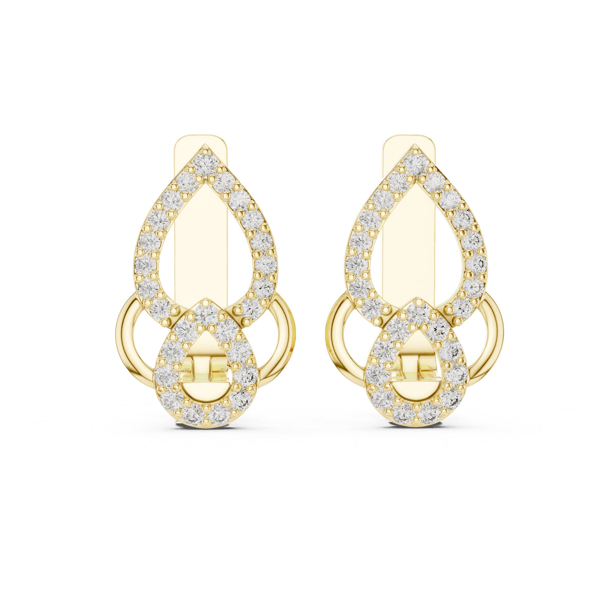 The Luminous Pear Lab Grown Diamond Hoop Earrings Yellow Gold