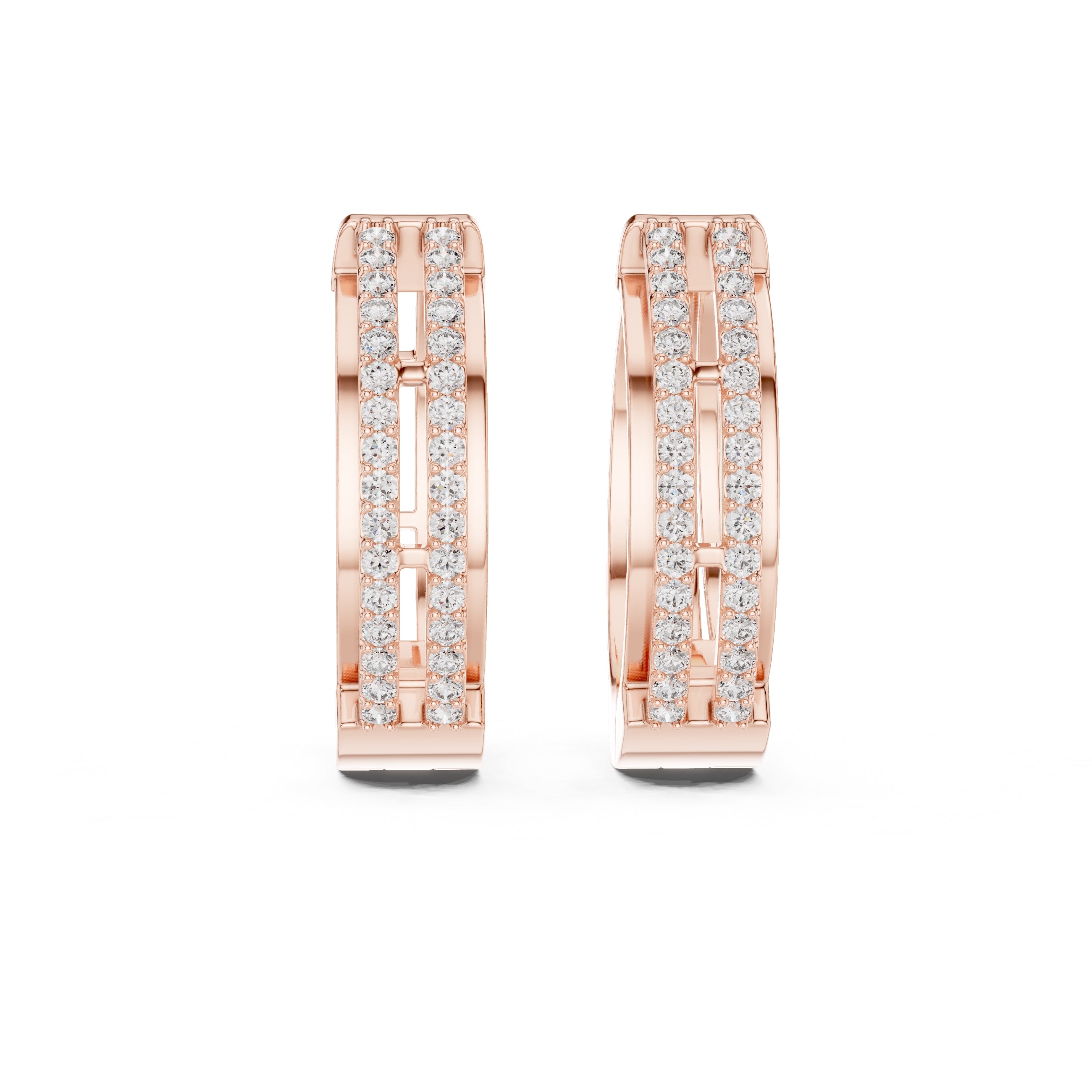 The Dual-Track Lan Grown Diamond Hoop Earrings Rose Gold