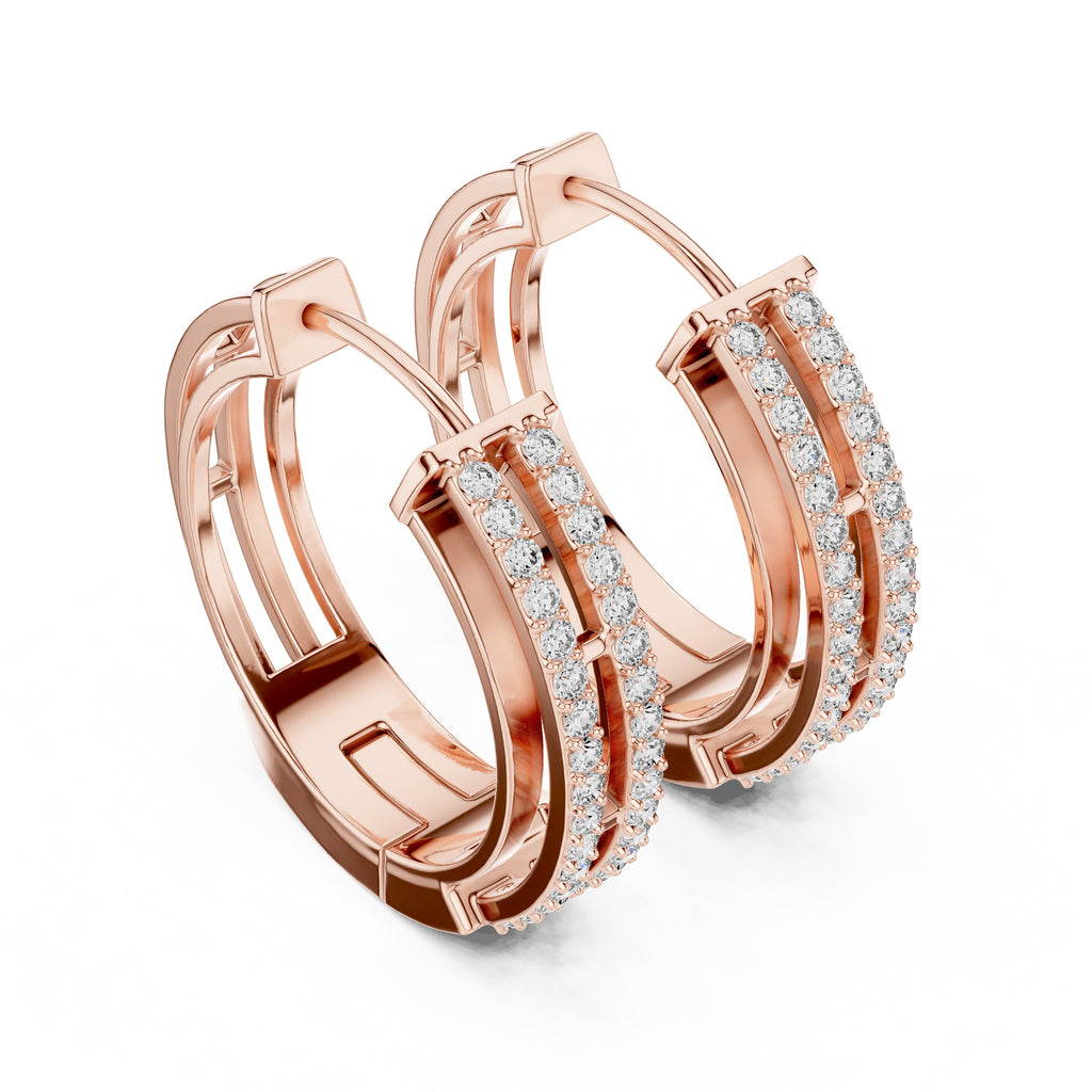 The Dual-Track Lan Grown Diamond Hoop Earrings Rose Gold