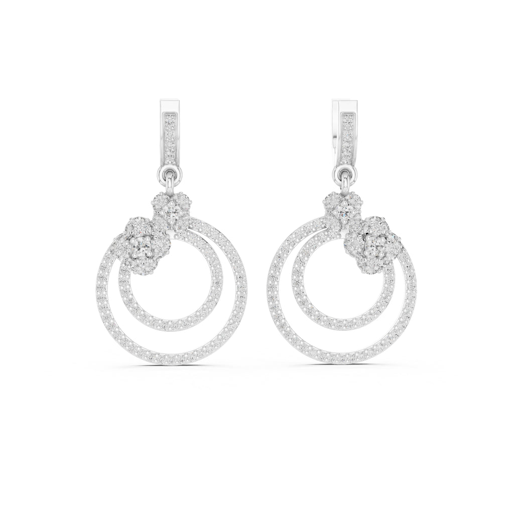 The Blossom Orbit Lan Grown Diamond Drop Earrings White Gold