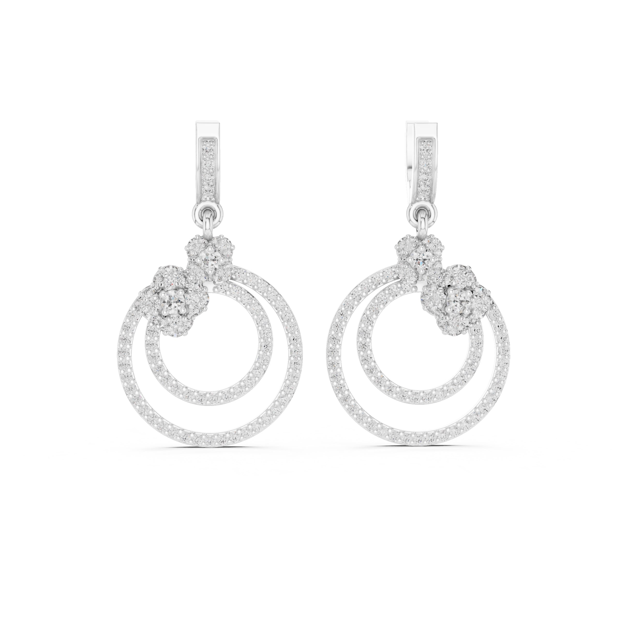 The Blossom Orbit Lan Grown Diamond Drop Earrings White Gold