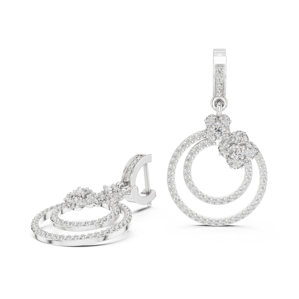 The Blossom Orbit Lan Grown Diamond Drop Earrings White Gold