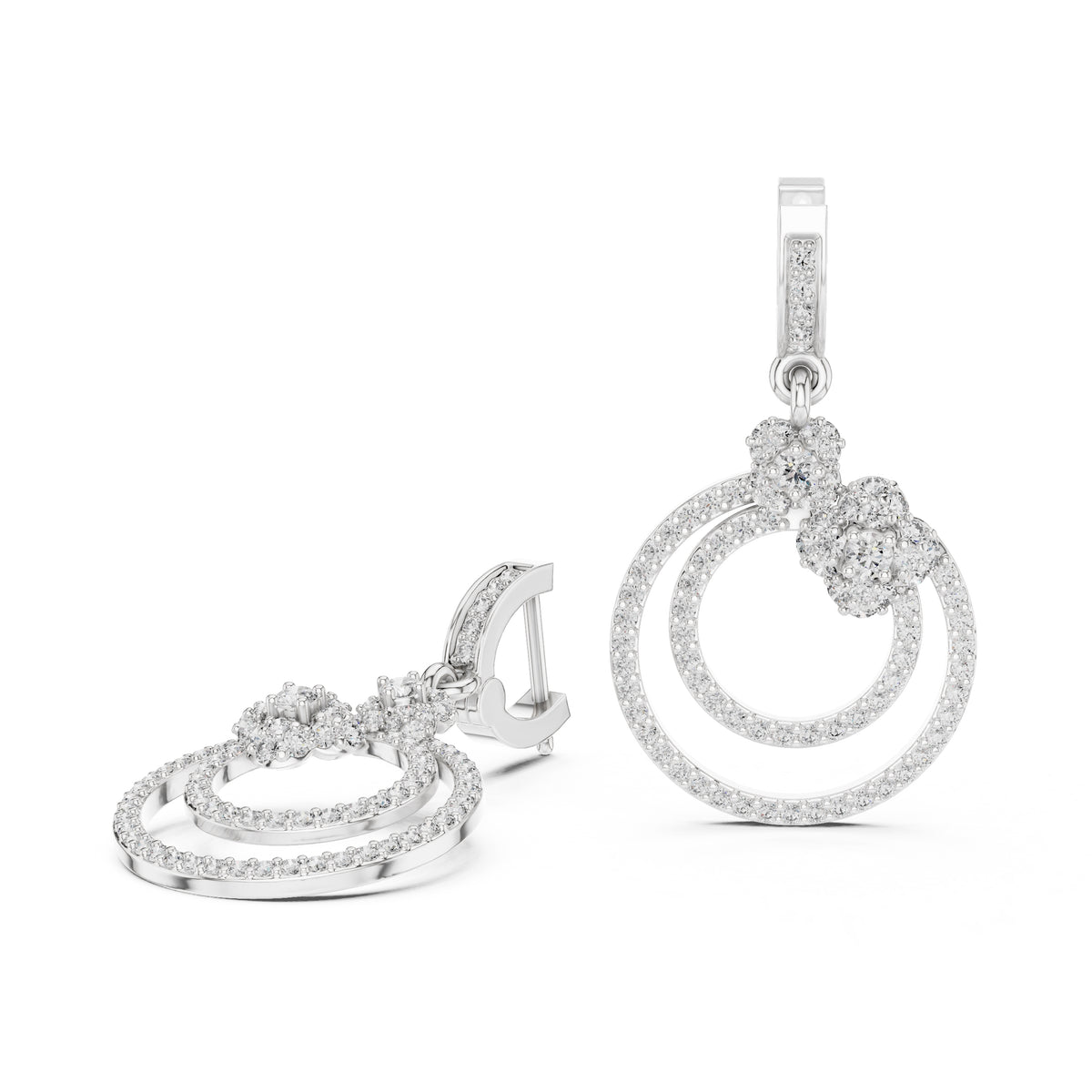 The Blossom Orbit Lan Grown Diamond Drop Earrings White Gold