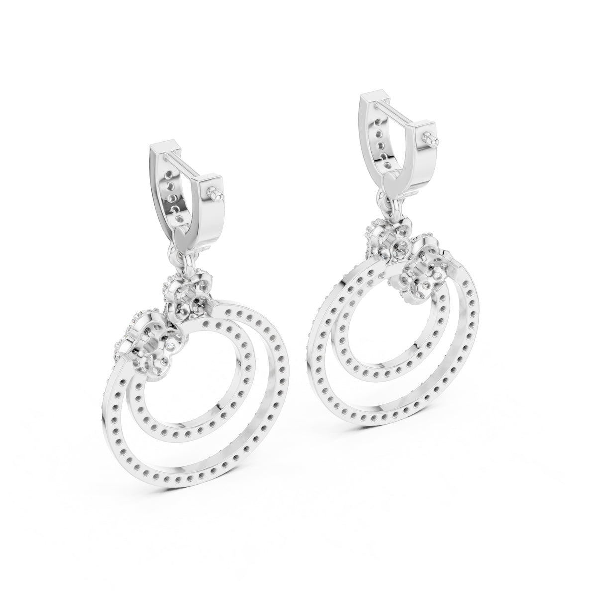 The Blossom Orbit Lan Grown Diamond Drop Earrings White Gold