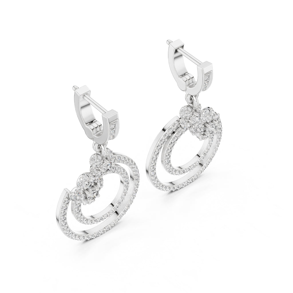 The Blossom Orbit Lan Grown Diamond Drop Earrings White Gold