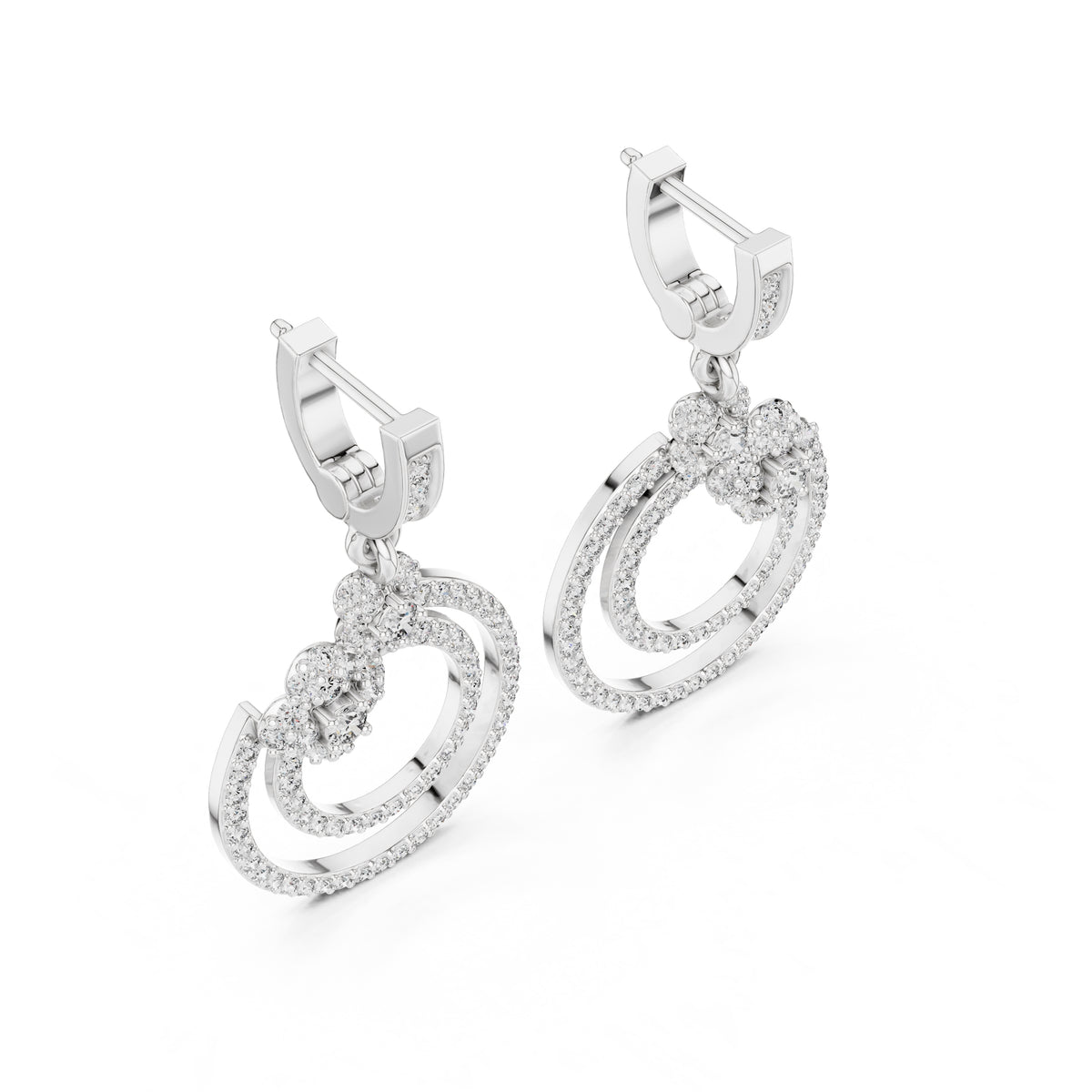 The Blossom Orbit Lan Grown Diamond Drop Earrings White Gold