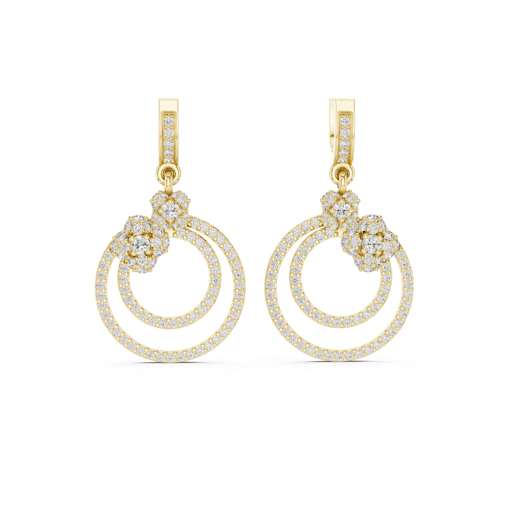 The Blossom Orbit Lan Grown Diamond Drop Earrings Yellow Gold