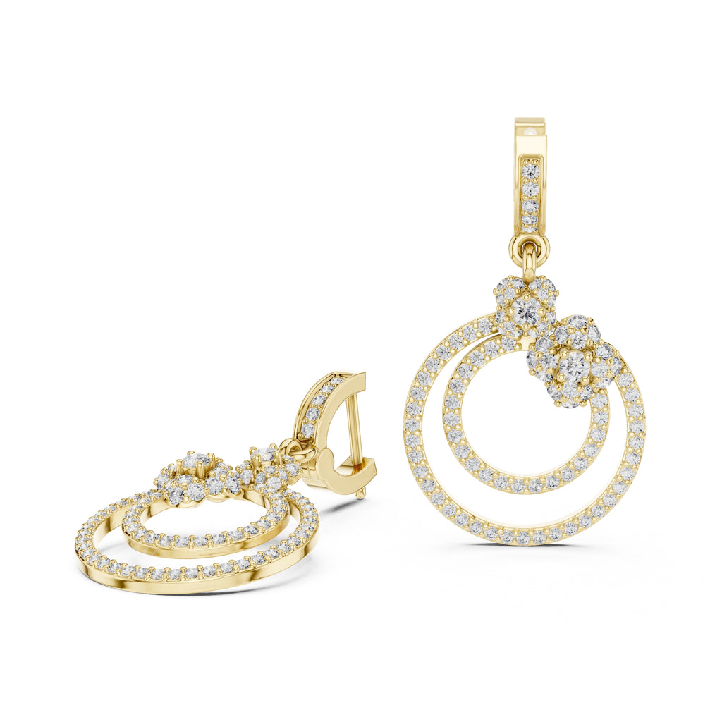 The Blossom Orbit Lan Grown Diamond Drop Earrings Yellow Gold