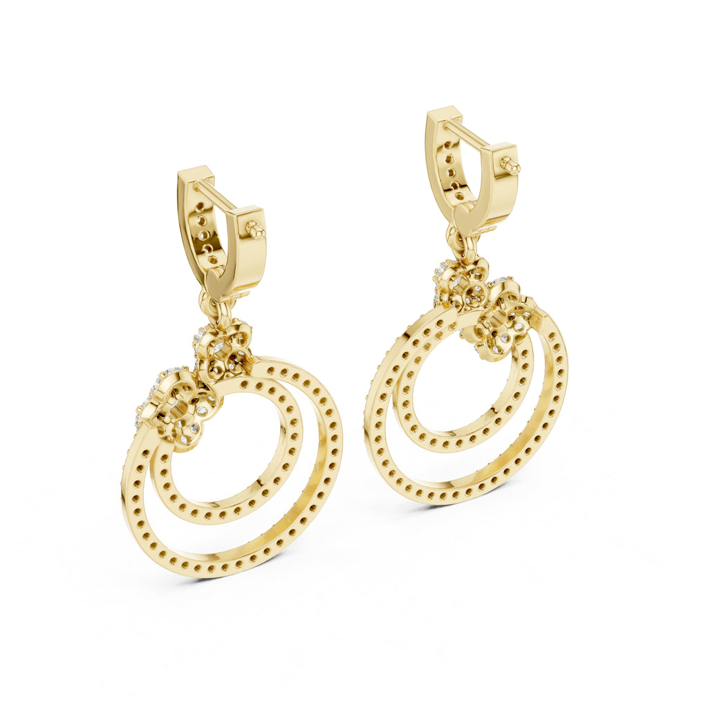 The Blossom Orbit Lan Grown Diamond Drop Earrings Yellow Gold