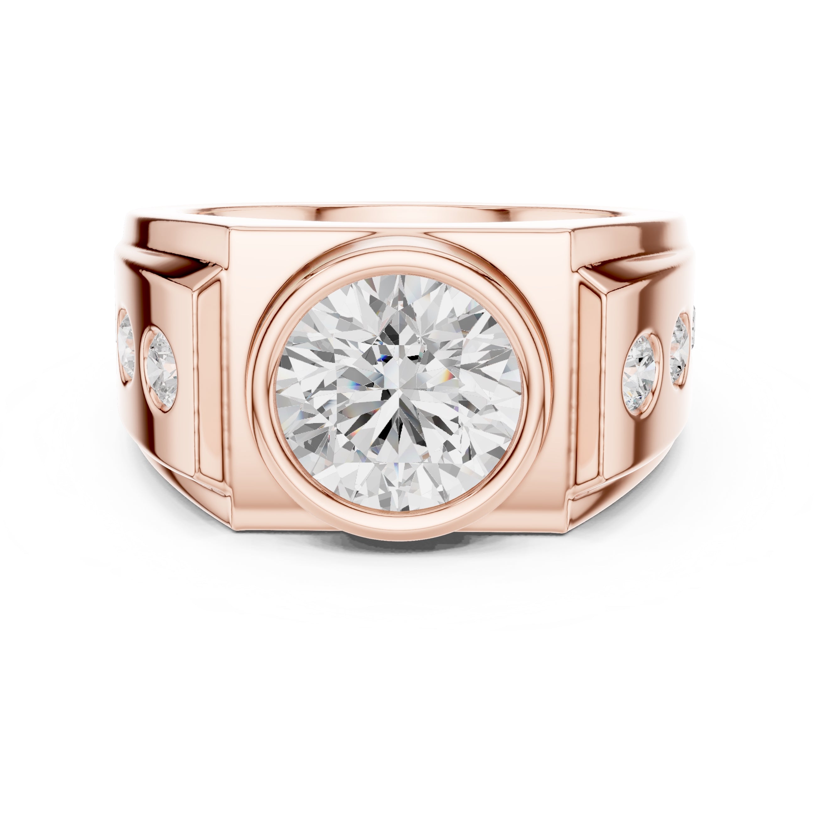 3.00 ct Titan Bezel Ring 3ct Rose Gold