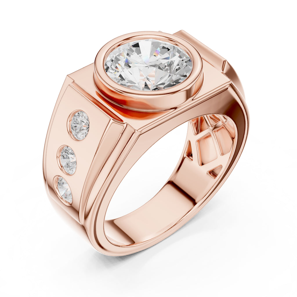 3.00 ct Titan Bezel Ring 3ct Rose Gold