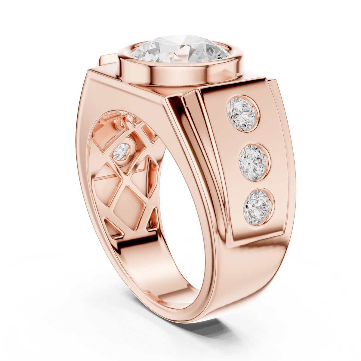 3.00 ct Titan Bezel Ring 3ct Rose Gold